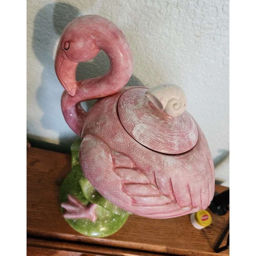 Department 56  Pink Flamingo Cookie Jar 14